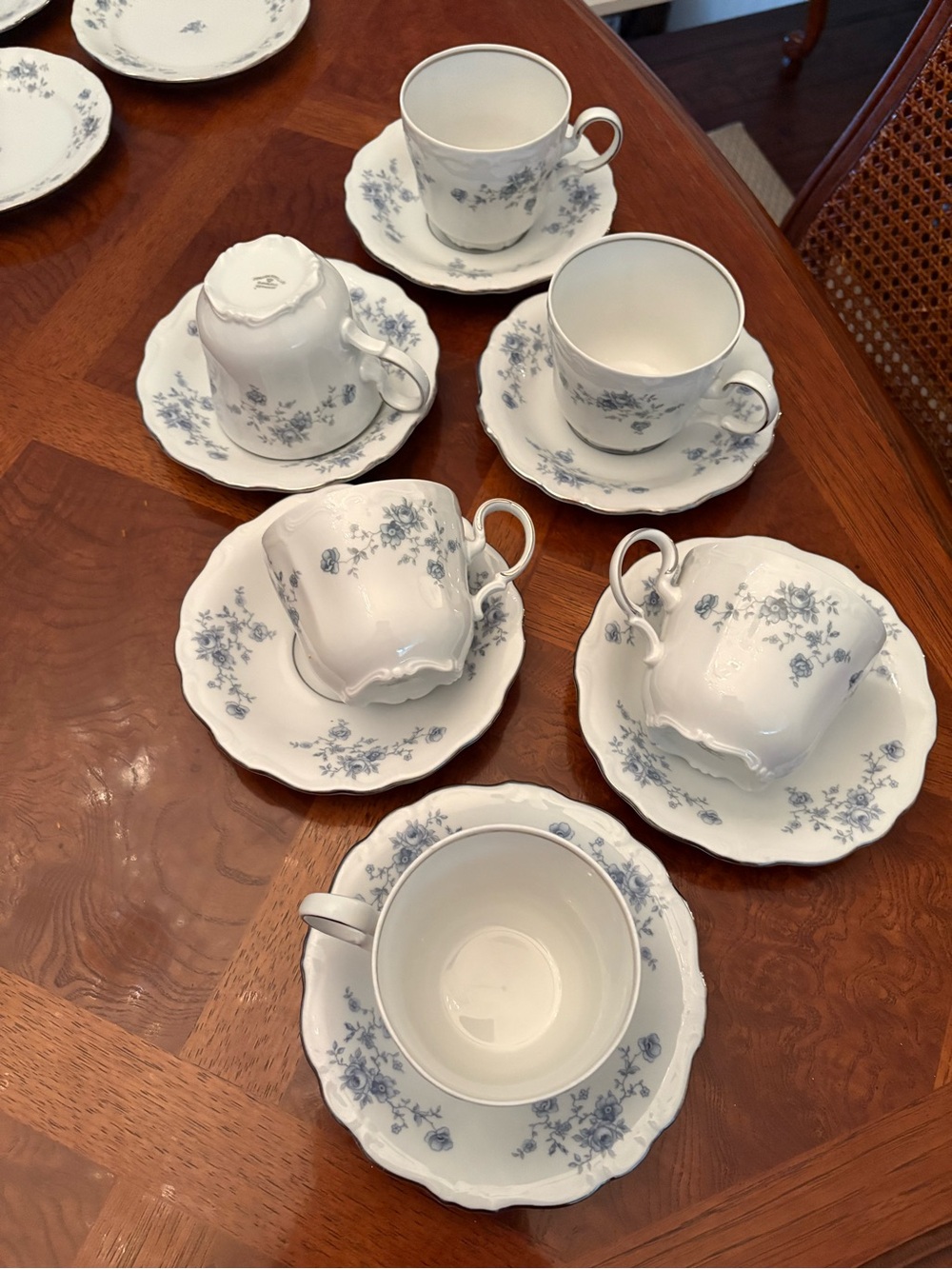 Set of Six (6) Johann Haviland  Fine Porcelain Coffee Cups and Saucers